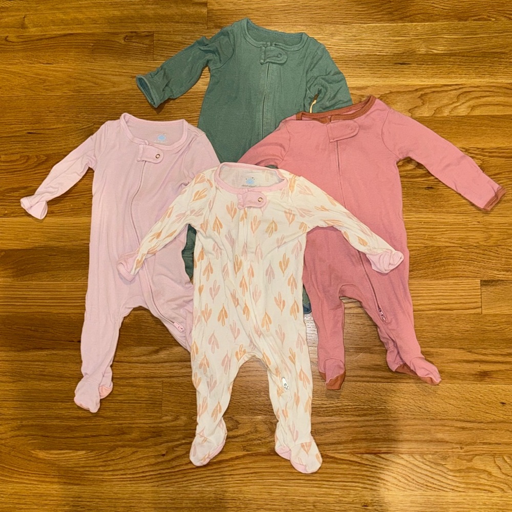 Cloud island footies 0-3 months set of 4
